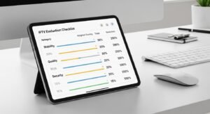 Macierz decyzyjna oceny abonamentu IPTV Polska z wagami i punktacją