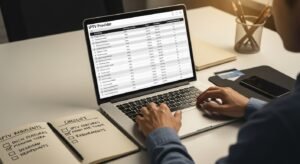 Osoba porównująca oferty IPTV przed zamówieniem abonamentu.