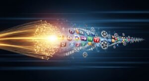 Wizualizacja szybkiego internetu i płynnego streamingu IPTV