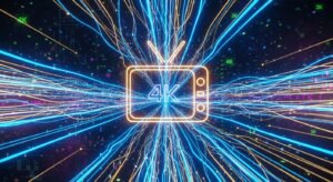 Abstrakcyjna wizualizacja szybkiego łącza internetowego dla stabilnego IPTV.