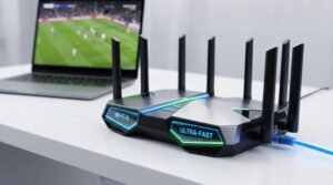 Szybki router Wi-Fi niezbędny do obsługi IPTV Polska na urządzeniach bez zacinania obrazu.